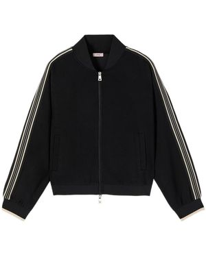 Oltre Sweatshirt Mit Reißverschluss Und Zweifarbigen Bändern - Schwarz