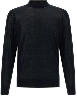 Brunello Cucinelli Zijde-Katoen Trui Met Hoge Hals - Blauw
