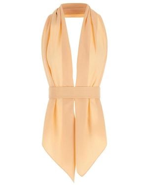 Alberta Ferretti Top Met Open Rug En Sjaaleffect - Metallic