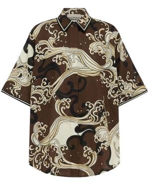 ALÉMAIS Overhemden ,Bruin ,Linnen Otis Wave-Print Shirt