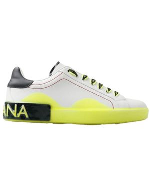Dolce & Gabbana Sneakers portofino in pelle bianca e gialla - Giallo
