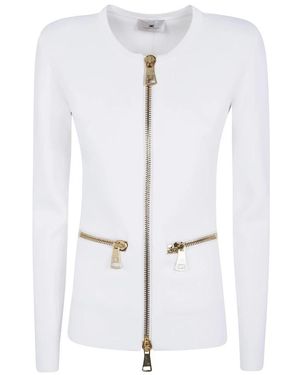 Elisabetta Franchi Truien & Vesten ,Wit ,Gebreide Top Met Ritssluiting