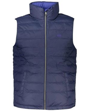 La Martina Mouwloze Polyamide Jas Met Borduursel En Meerdere Zakken - Blauw