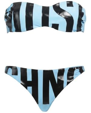 Moschino Badmode ,Veelkleurig ,Bikini 2 Pezzi A Fascia Con Logo - Blauw