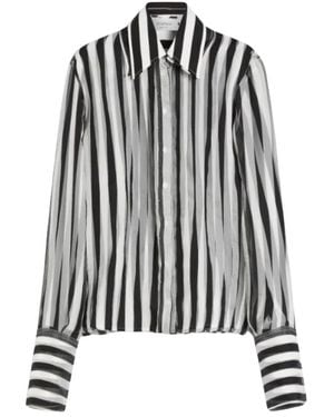 Sportmax Sumero Striped Button-Up Shirt - Black