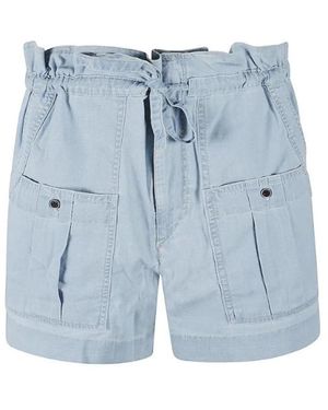 Isabel Marant Korte Broeken ,Blauw ,Katoen High-Waisted Cargo Shorts