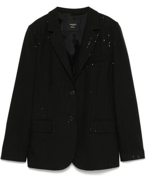Twinset Zwart Paillet Versierde Pinstripe Jas