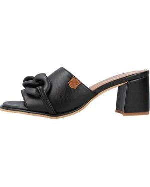 POPA Heeled Mules - Negro