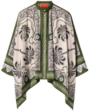 La DoubleJ Exotische Seidenbluse Mit Buntem Muster - Schwarz