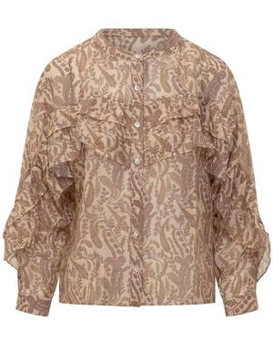 Ba&sh Overhemden ,Tunella Ruffled Paisley Shirt - Bruin