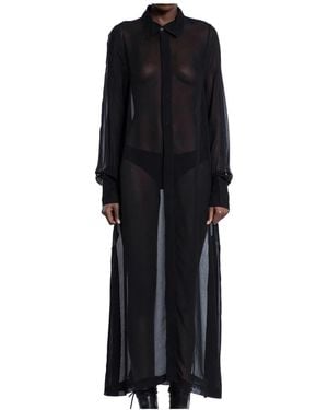 Thom Krom Durchsichtiges Schwarzes Kleid Klassischer Kragen