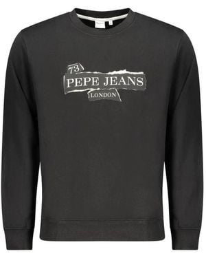 Pepe Jeans Hoodies & Sweatvesten ,Zwart ,Katoen Nero Katoenen Sweatshirt