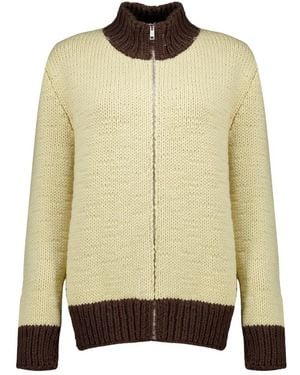 Prada Truien & Vesten ,Wol Wool Zipper Cardigan - Naturel
