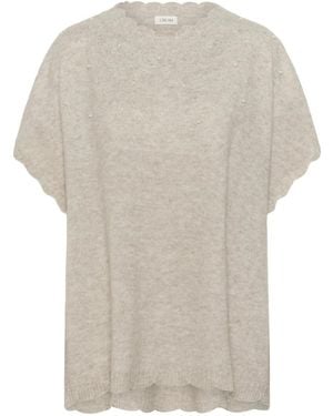 Cream Round-Neck Knitwear - Blanco