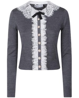 Self-Portrait Strickjacke Mit Spitzendetail - Blau