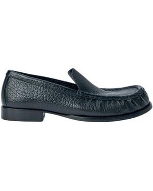 Dries Van Noten Schoenen ,Zwart ,Leer Textured Leather Loafers - Blauw