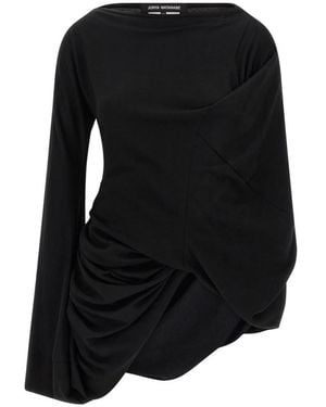 Junya Watanabe Asymmetrischer Wollstrick-Pullover - Schwarz