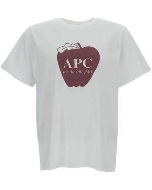 A.P.C. Tops ,Wit ,Katoen Apple T-Shirt - Grijs