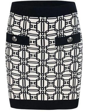 Elisabetta Franchi Falda Blanca Con Botones Dorados, Mujer, Talla - Negro