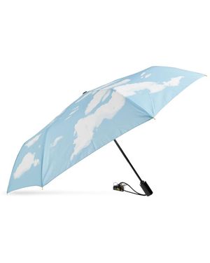 Moschino Accessoires ,Blauw ,Wol Opvouwbare Paraplu Met Print