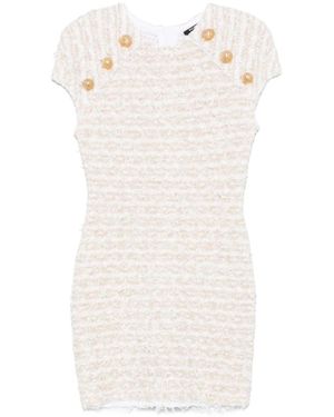 Balmain Abito dorato con bottoni in rilievo - Bianco