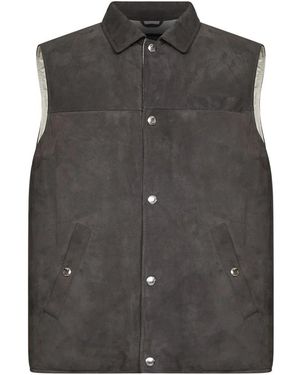Brunello Cucinelli Jassen ,Grijs ,Leer Suede Gilet