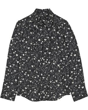 R13 Overhemden ,Zwart ,Katoen Lavallière Blouse