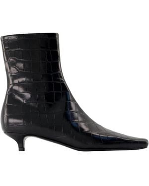 TOTEME Slim Croco Enkellaarsjes - Zwart