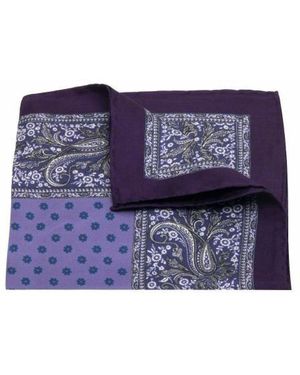 Gents Seideneinstecktuch Mit Floralem Muster - Blau