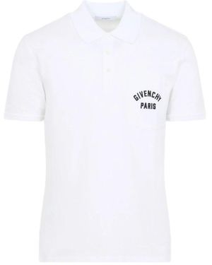 Givenchy Tops ,Wit ,Katoen Polo Van Pique Katoen Met Parijs-Borduurwerk