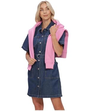 Tommy Hilfiger Kleedjes ,Blauw ,Katoen Utility Shirt Dress
