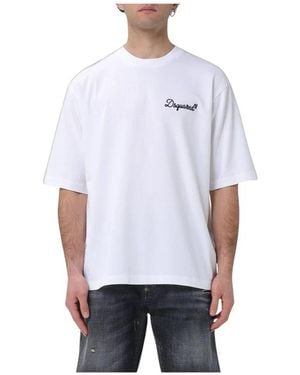 DSquared² Logo Geborduurd T-Shirt Met Ronde Hals - Wit