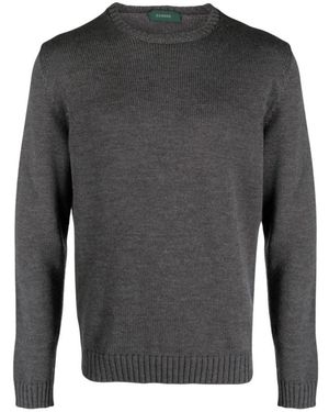 Zanone Rippstrickpullover Aus Schurwolle - Grau