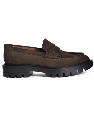 Santoni Carlos Suede Penny Loafer - Bruin