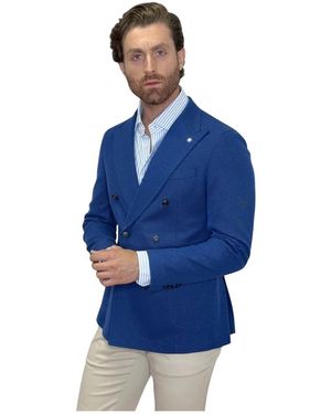Manuel Ritz Giacca Jersey Slim Piquet - Blauw