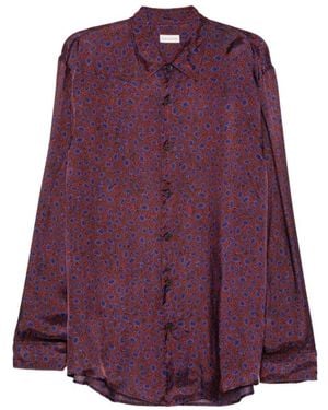 Dries Van Noten Klassiek Viscose Overhemd - Paars