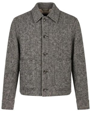 Agnona Jassen ,Grijs ,Tweed Overshirt Cashmere Blend Tweed Double Face