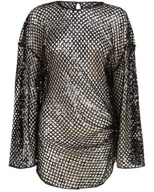 The Attico Korte Zwarte Drop 1 Jurk