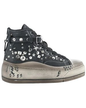 R13 Schoenen ,Zwart ,Leer Kurt Platform High-Top Sneakers