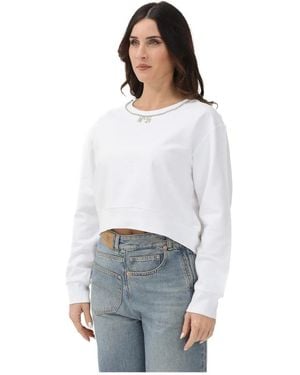 N°21 Hoodies & Sweatvesten ,Wit ,Felpa Girocollo Garzata