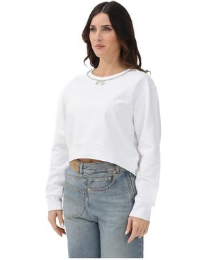 N°21 Hoodies & Sweatvesten ,Wit ,Felpa Girocollo Garzata