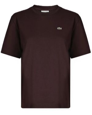 Lacoste Tops ,Bruin ,Katoen Relaxed Fit T-Shirt Van Zacht Katoen