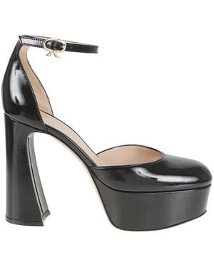 Gianvito Rossi Zwarte D'Orsay Pumps Met Enkelband - Metallic