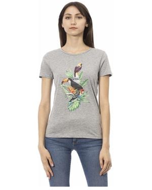 Trussardi T-shirt casual a manica corta con stampa frontale - Grigio