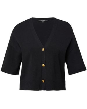 Comma, Kurzärmliger V-Ausschnitt-Cardigan - Schwarz