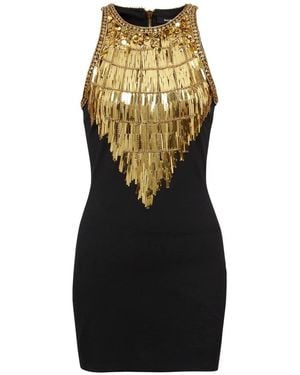 Balmain Grain De Poudre Besticktes Kleid - Schwarz