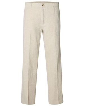 SELECTED Broeken ,Linnen Pantalone 196 Straight Leroy Linnenmix Pure Cashmere - Naturel