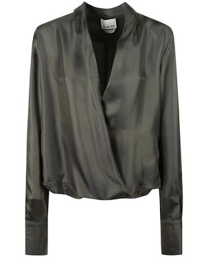 Sa Su Phi Criss Cross Seiden-Twill-Bluse - Schwarz