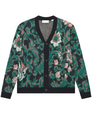 Les Deux Blumiger Jacquard Cardigan Strick - Grün