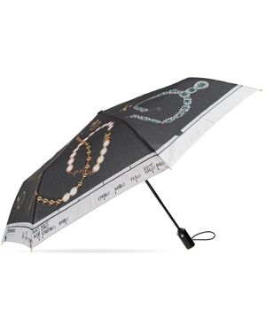 Moschino Accessoires ,Zwart ,Polyester Open/Close Paraplu - Grijs